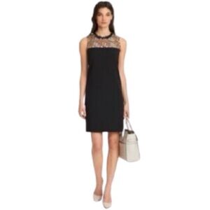 NWT Karl Lagerfeld Paris Black Embroidered Illusion Dress | Size 0